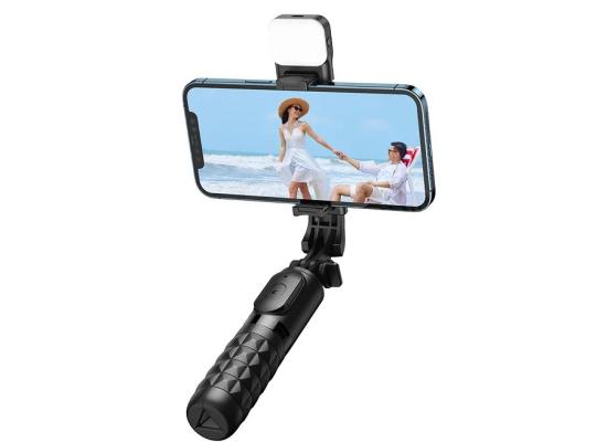 Mcdodo SS-1781 Adjustable Wireless Selfie Stick with Single Lamp,with 6 Adjustable Brightness Levels, up to 60-120 hours - Black